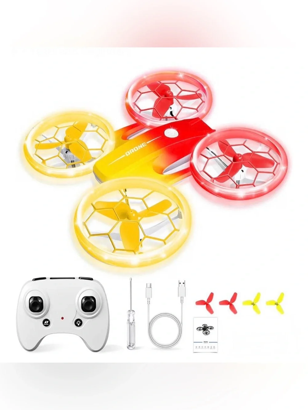 Cool Light Drone for Kids, Mini Indoor Outdoor RC Drone with 4 LED Lights